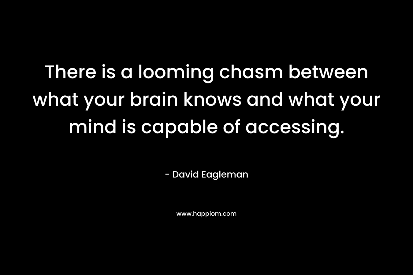 There is a looming chasm between what your brain knows and what your mind is capable of accessing. – David Eagleman