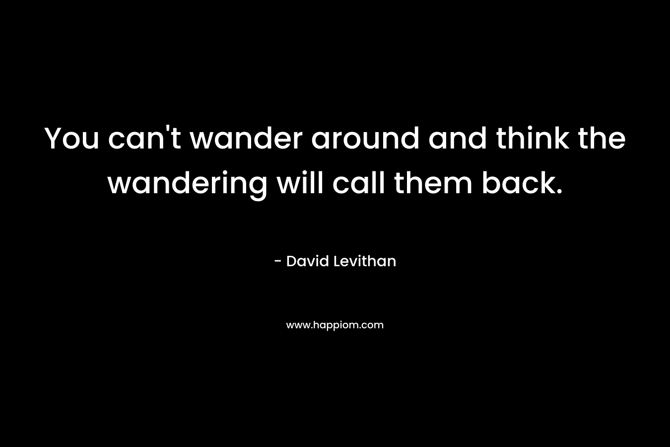 You can’t wander around and think the wandering will call them back. – David Levithan