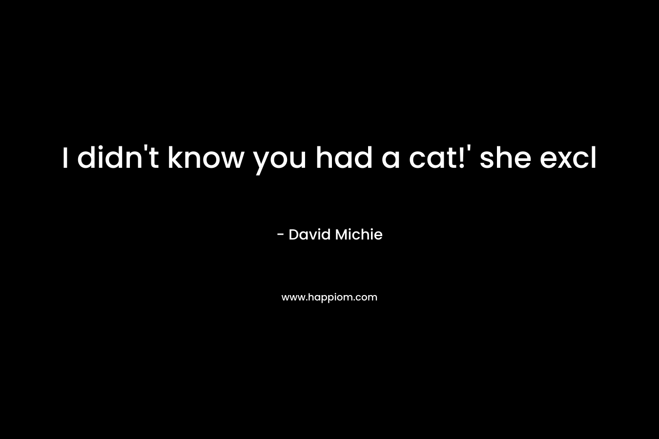 I didn’t know you had a cat!’ she excl – David Michie