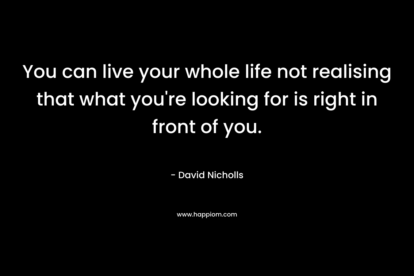 You can live your whole life not realising that what you’re looking for is right in front of you. – David Nicholls