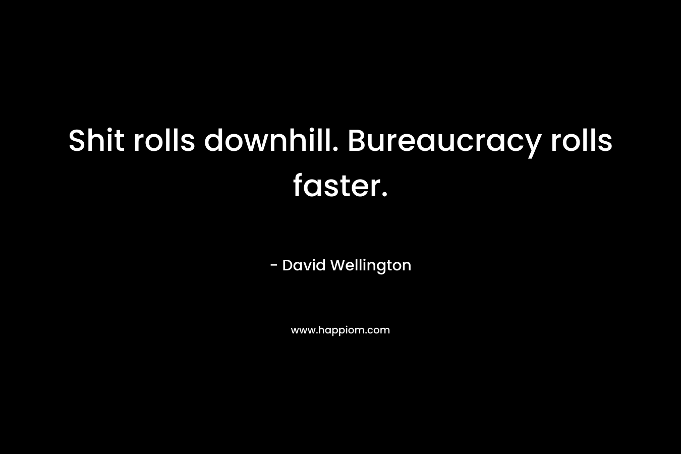 Shit rolls downhill. Bureaucracy rolls faster. – David Wellington