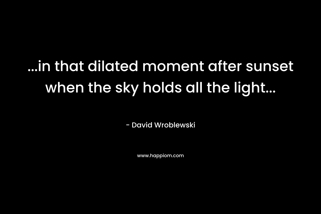 …in that dilated moment after sunset when the sky holds all the light… – David Wroblewski