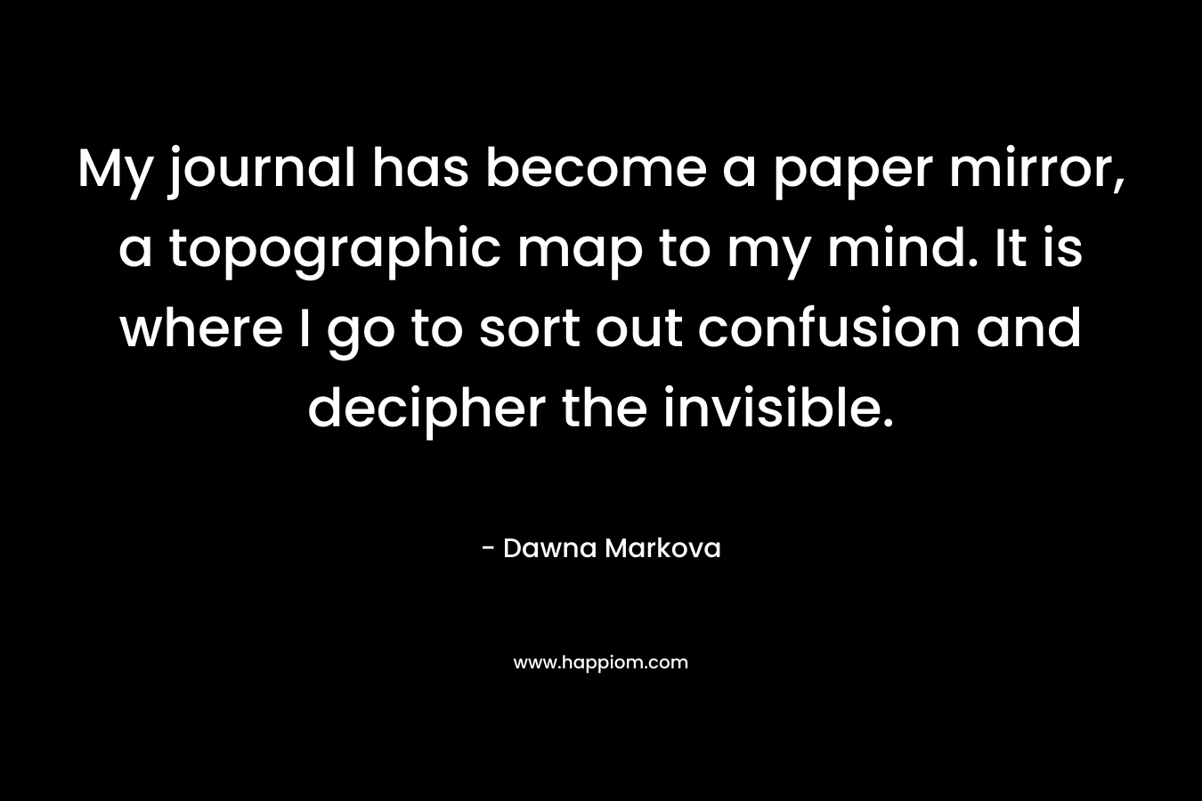 My journal has become a paper mirror, a topographic map to my mind. It is where I go to sort out confusion and decipher the invisible.