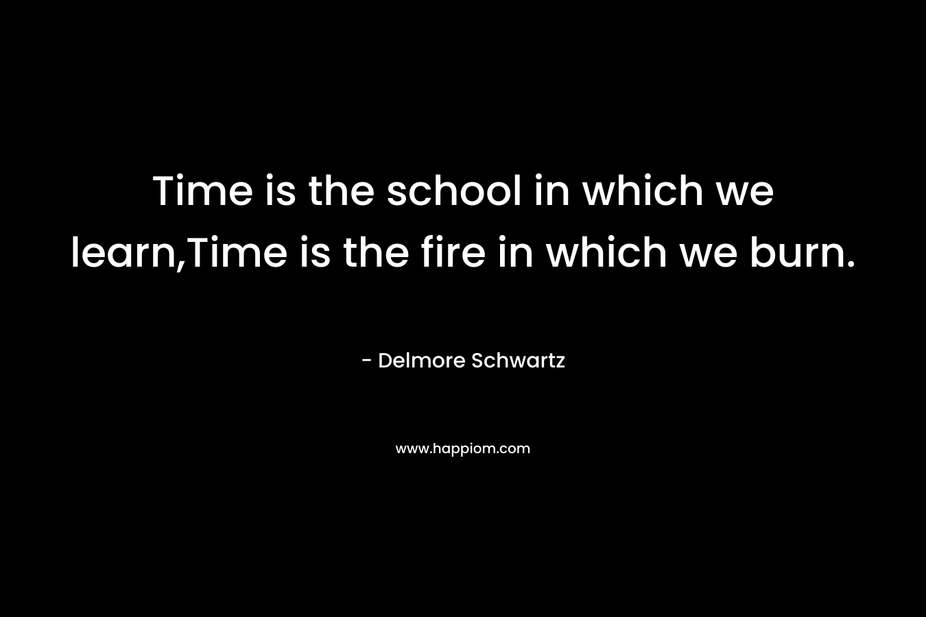 Time is the school in which we learn,Time is the fire in which we burn. – Delmore Schwartz