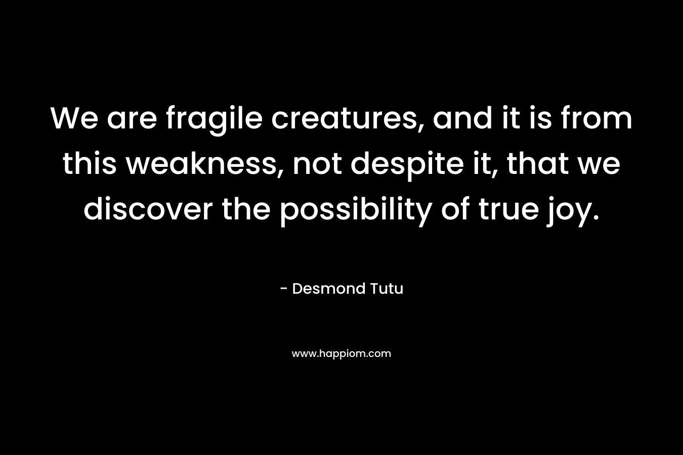 We are fragile creatures, and it is from this weakness, not despite it, that we discover the possibility of true joy. – Desmond Tutu