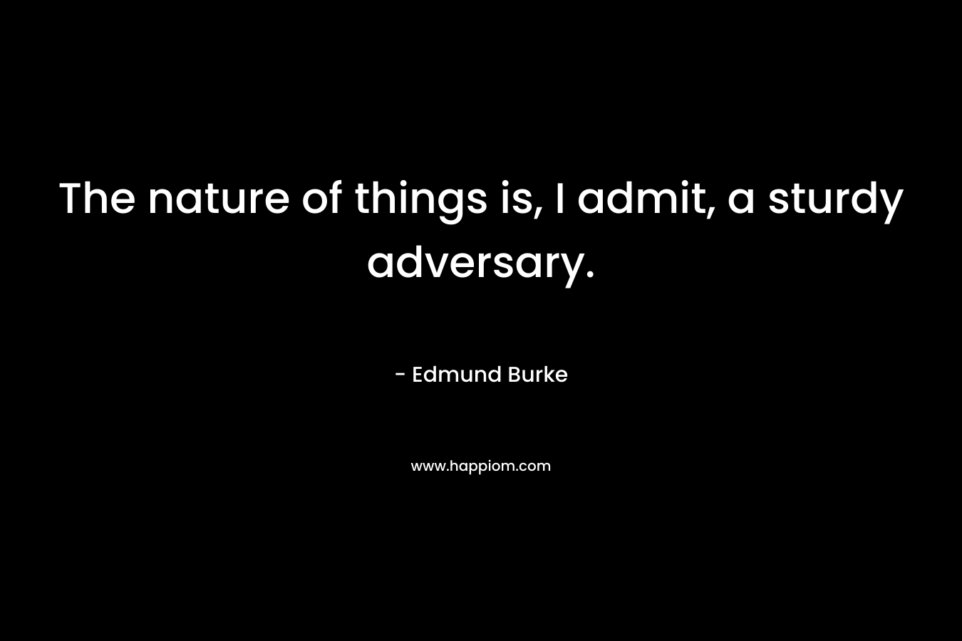 The nature of things is, I admit, a sturdy adversary. – Edmund Burke