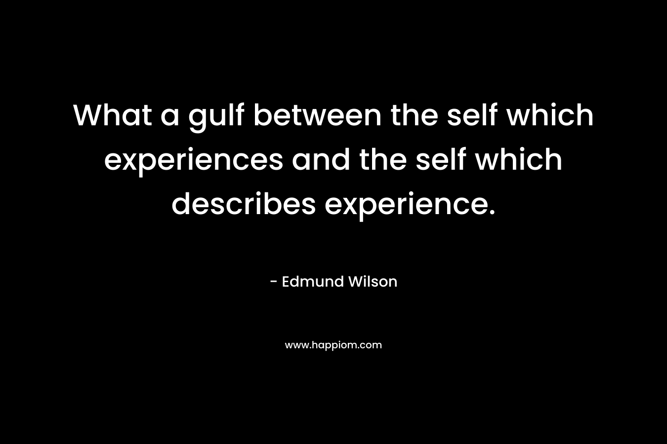 What a gulf between the self which experiences and the self which describes experience. – Edmund Wilson