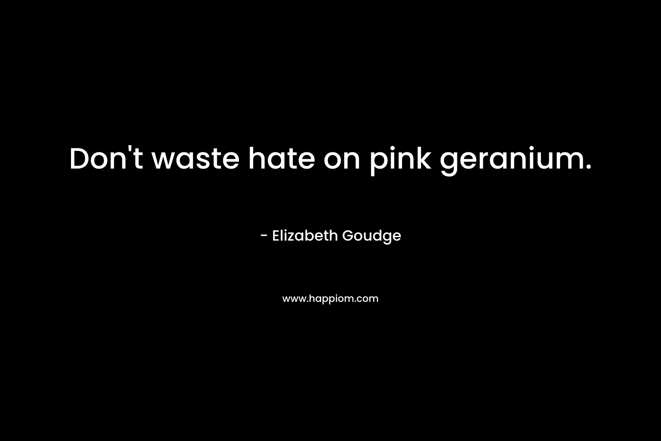 Don’t waste hate on pink geranium. – Elizabeth Goudge