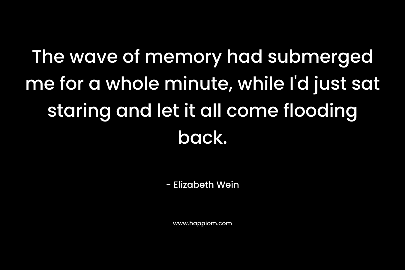 The wave of memory had submerged me for a whole minute, while I'd just sat staring and let it all come flooding back.