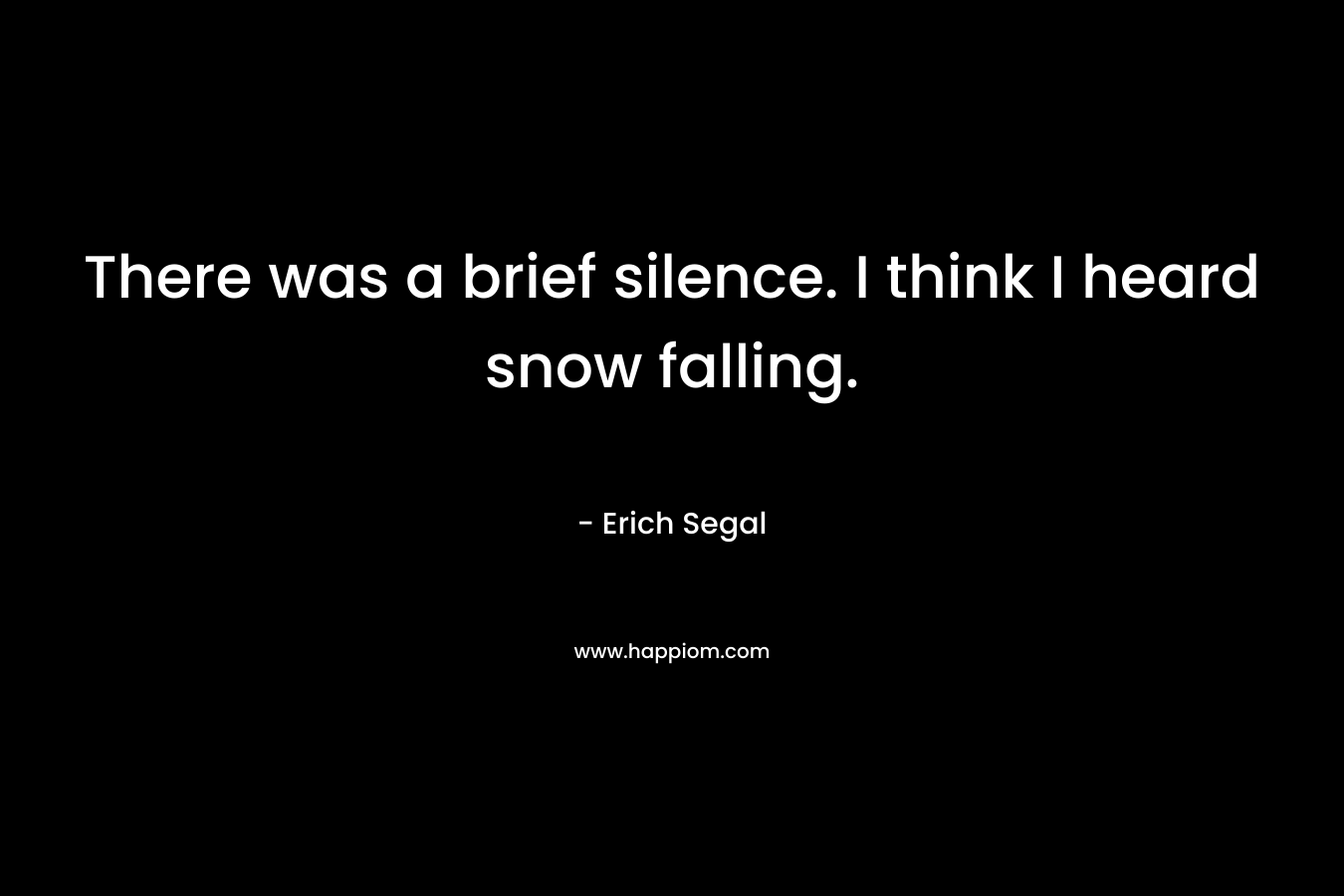 There was a brief silence. I think I heard snow falling. – Erich Segal