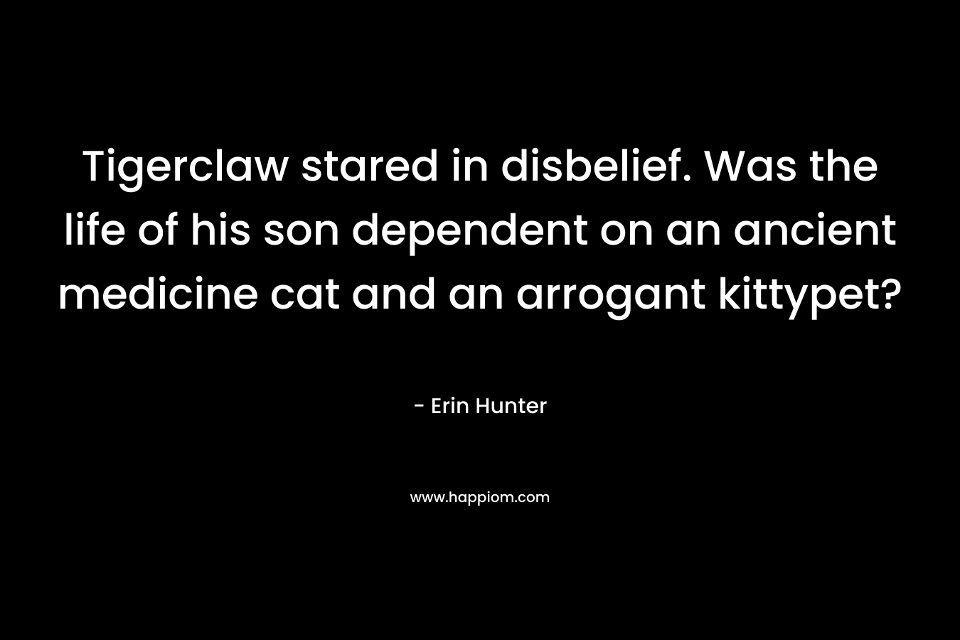 Tigerclaw stared in disbelief. Was the life of his son dependent on an ancient medicine cat and an arrogant kittypet? – Erin Hunter