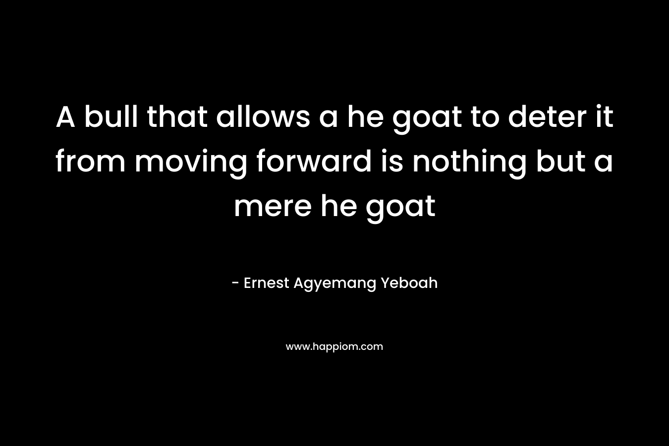 A bull that allows a he goat to deter it from moving forward is nothing but a mere he goat