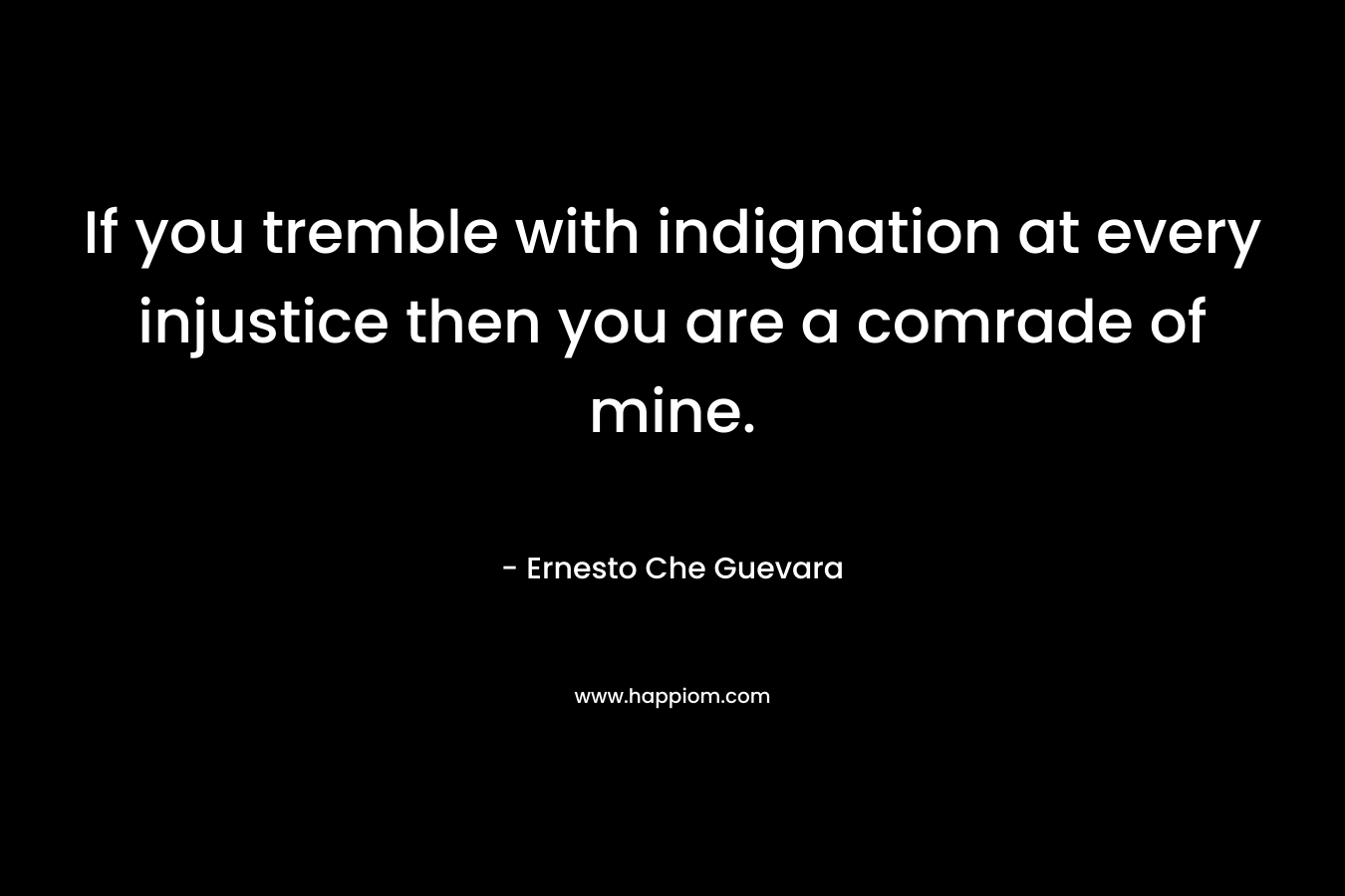 If you tremble with indignation at every injustice then you are a comrade of mine. – Ernesto Che Guevara