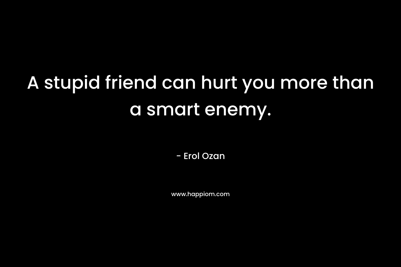 A stupid friend can hurt you more than a smart enemy. – Erol Ozan