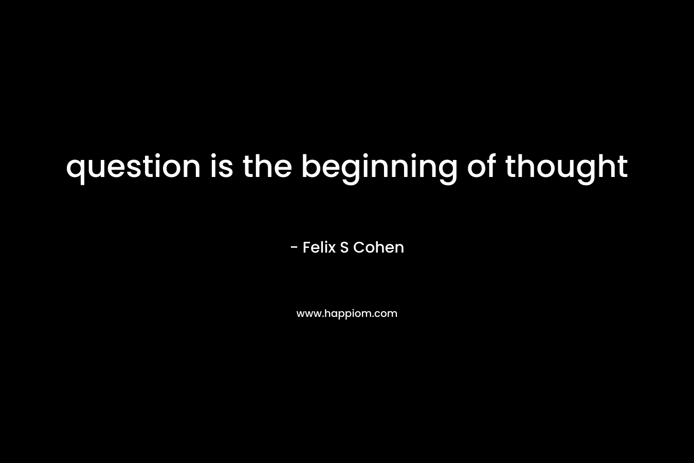 question is the beginning of thought – Felix S Cohen
