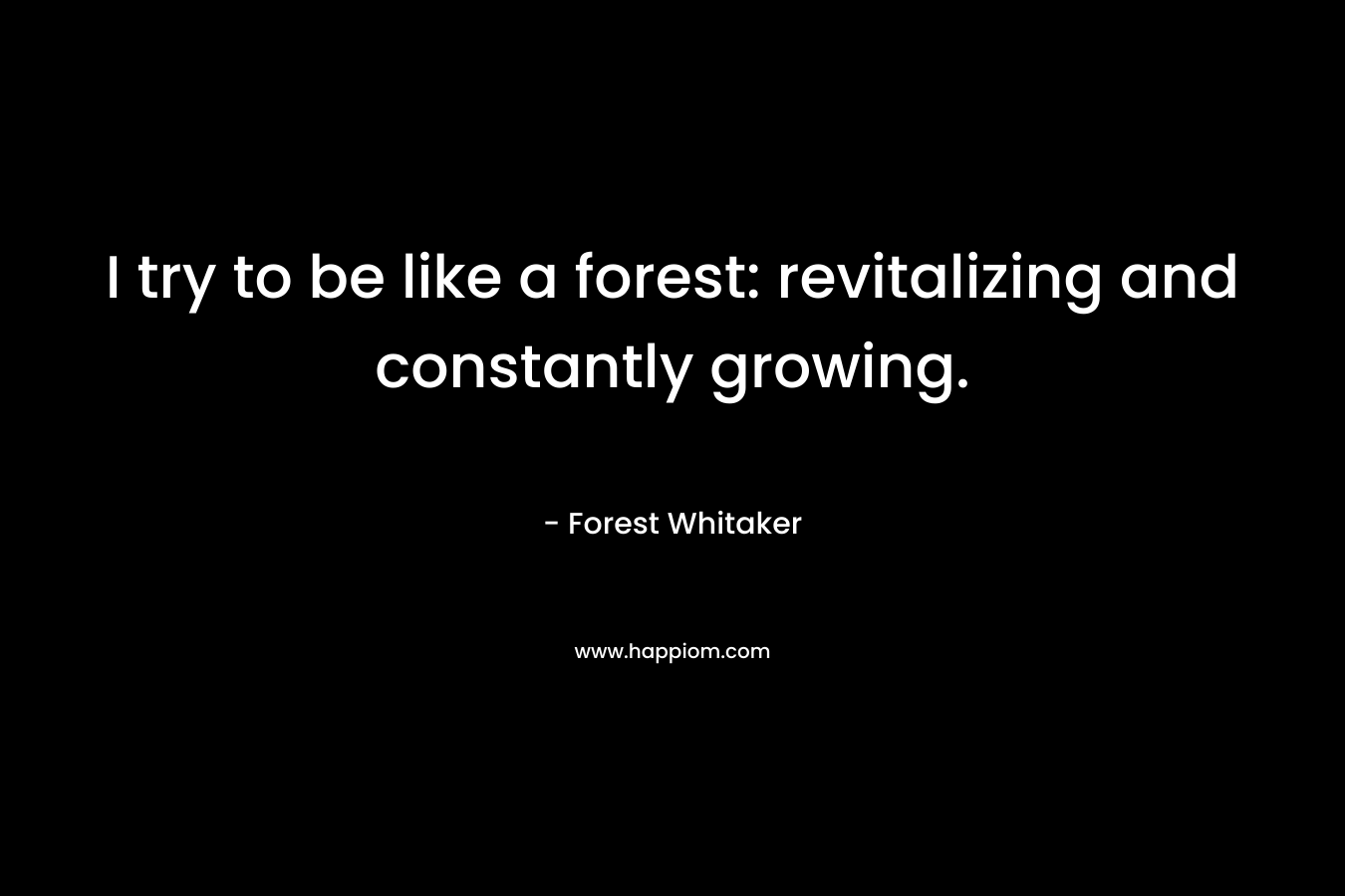I try to be like a forest: revitalizing and constantly growing.