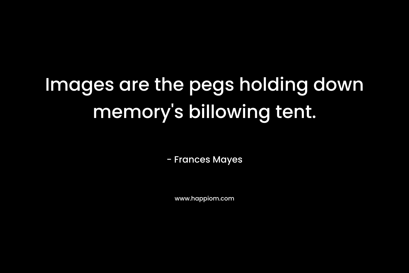 Images are the pegs holding down memory's billowing tent.