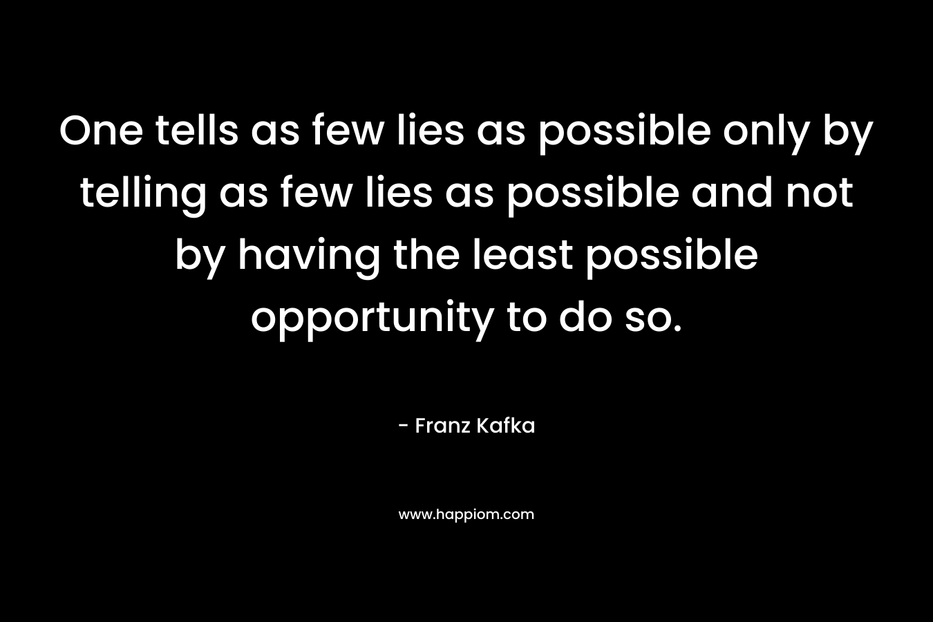 One tells as few lies as possible only by telling as few lies as possible and not by having the least possible opportunity to do so.