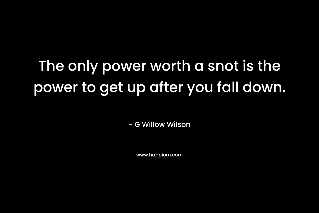 The only power worth a snot is the power to get up after you fall down. – G Willow Wilson
