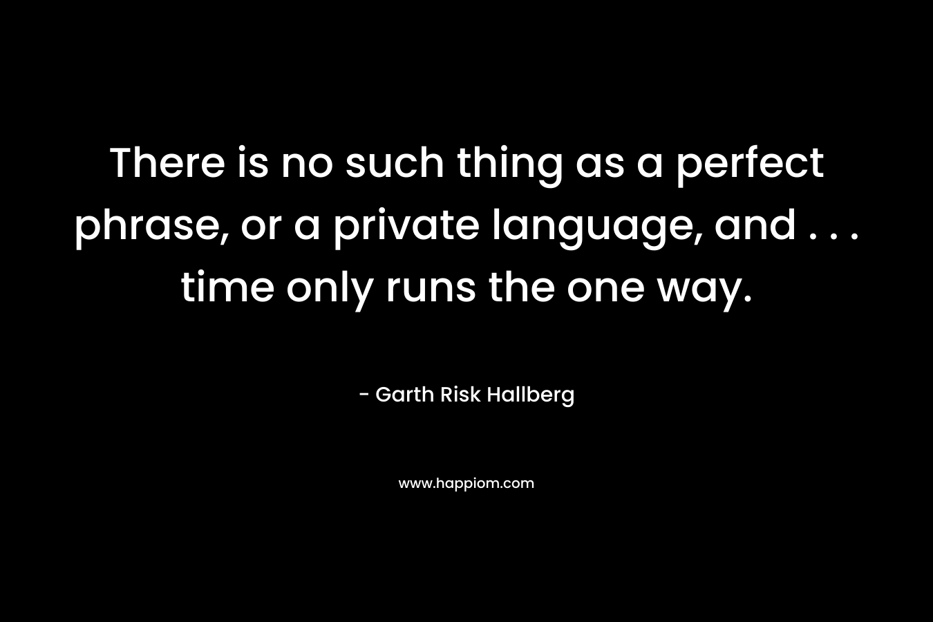 There is no such thing as a perfect phrase, or a private language, and . . . time only runs the one way.