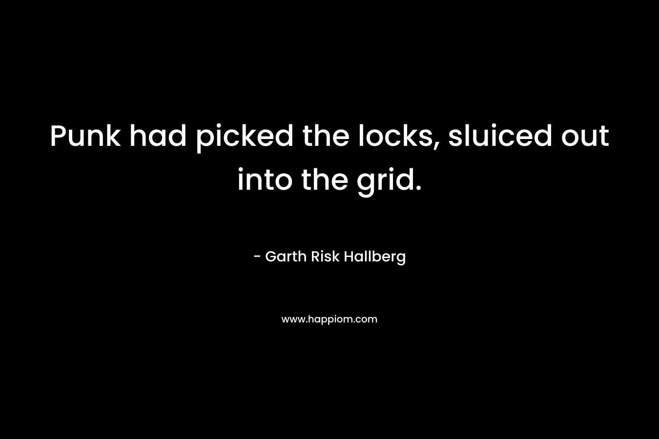 Punk had picked the locks, sluiced out into the grid. – Garth Risk Hallberg