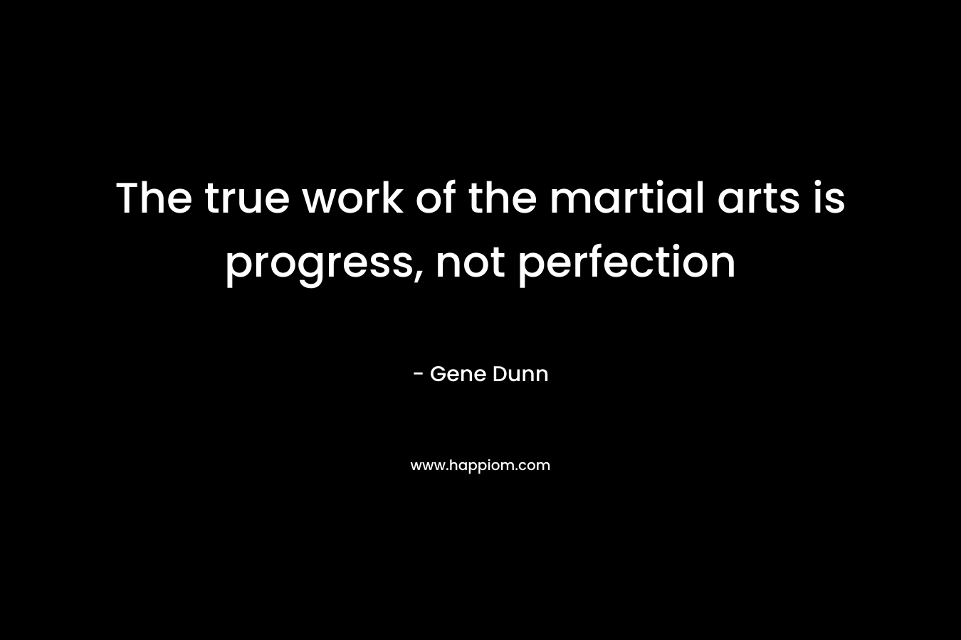 The true work of the martial arts is progress, not perfection