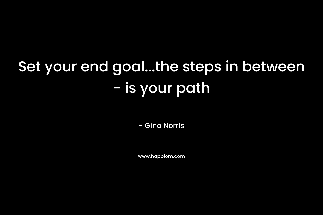 Set your end goal...the steps in between - is your path