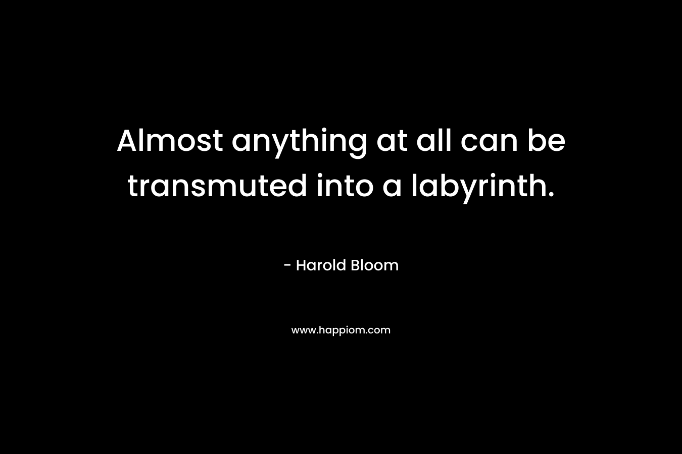 Almost anything at all can be transmuted into a labyrinth.