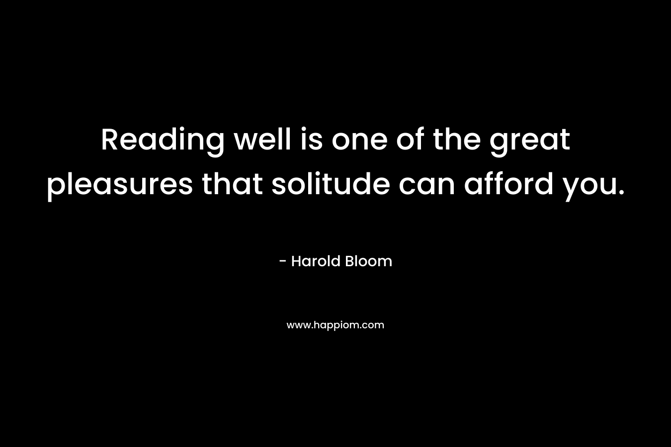 Reading well is one of the great pleasures that solitude can afford you.