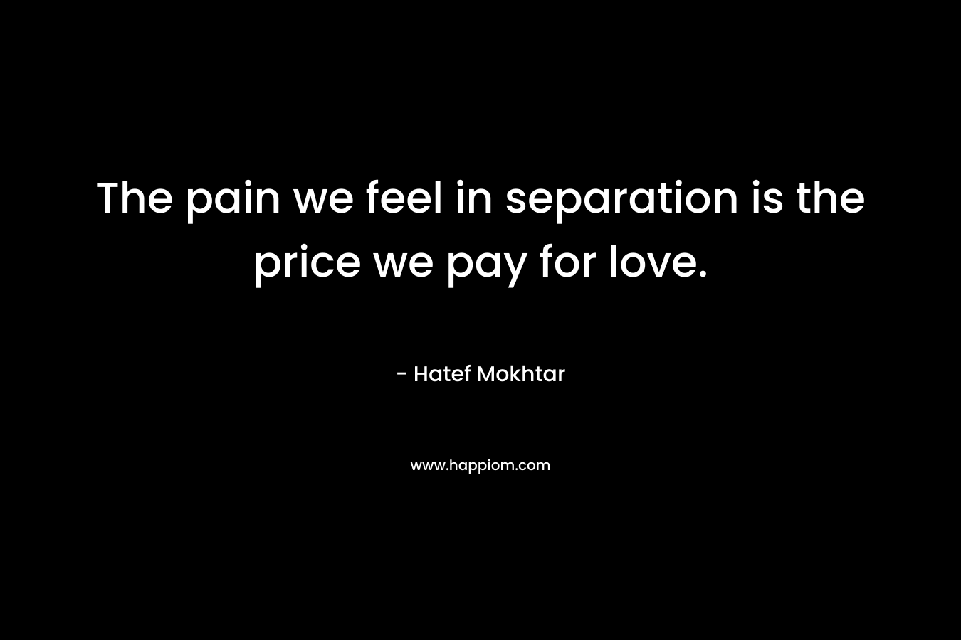The pain we feel in separation is the price we pay for love. – Hatef Mokhtar