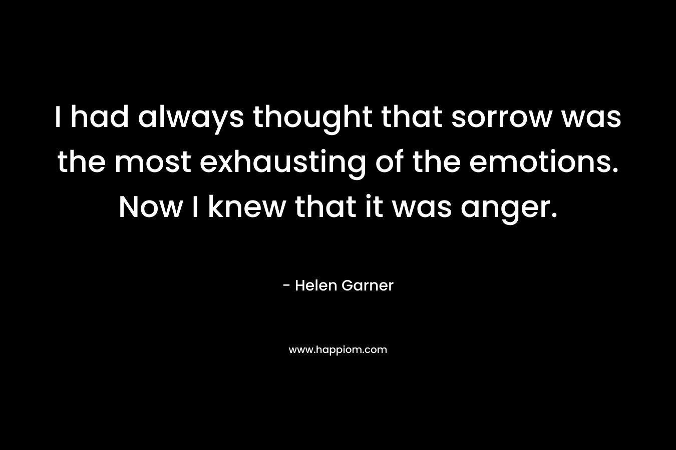 I had always thought that sorrow was the most exhausting of the emotions. Now I knew that it was anger. – Helen Garner