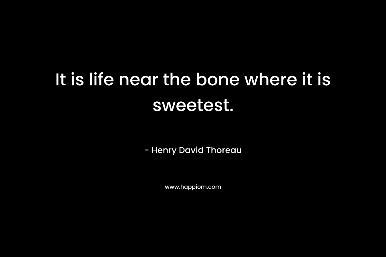 It is life near the bone where it is sweetest.