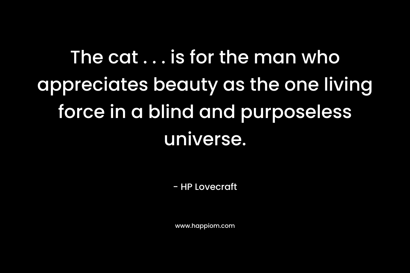 The cat . . . is for the man who appreciates beauty as the one living force in a blind and purposeless universe. – HP Lovecraft