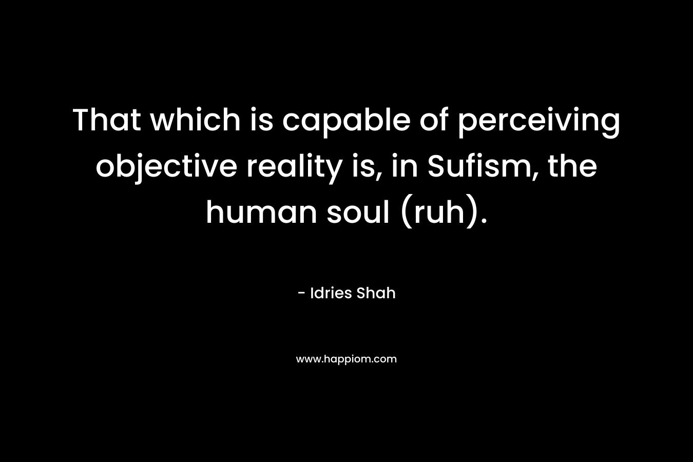 That which is capable of perceiving objective reality is, in Sufism, the human soul (ruh).