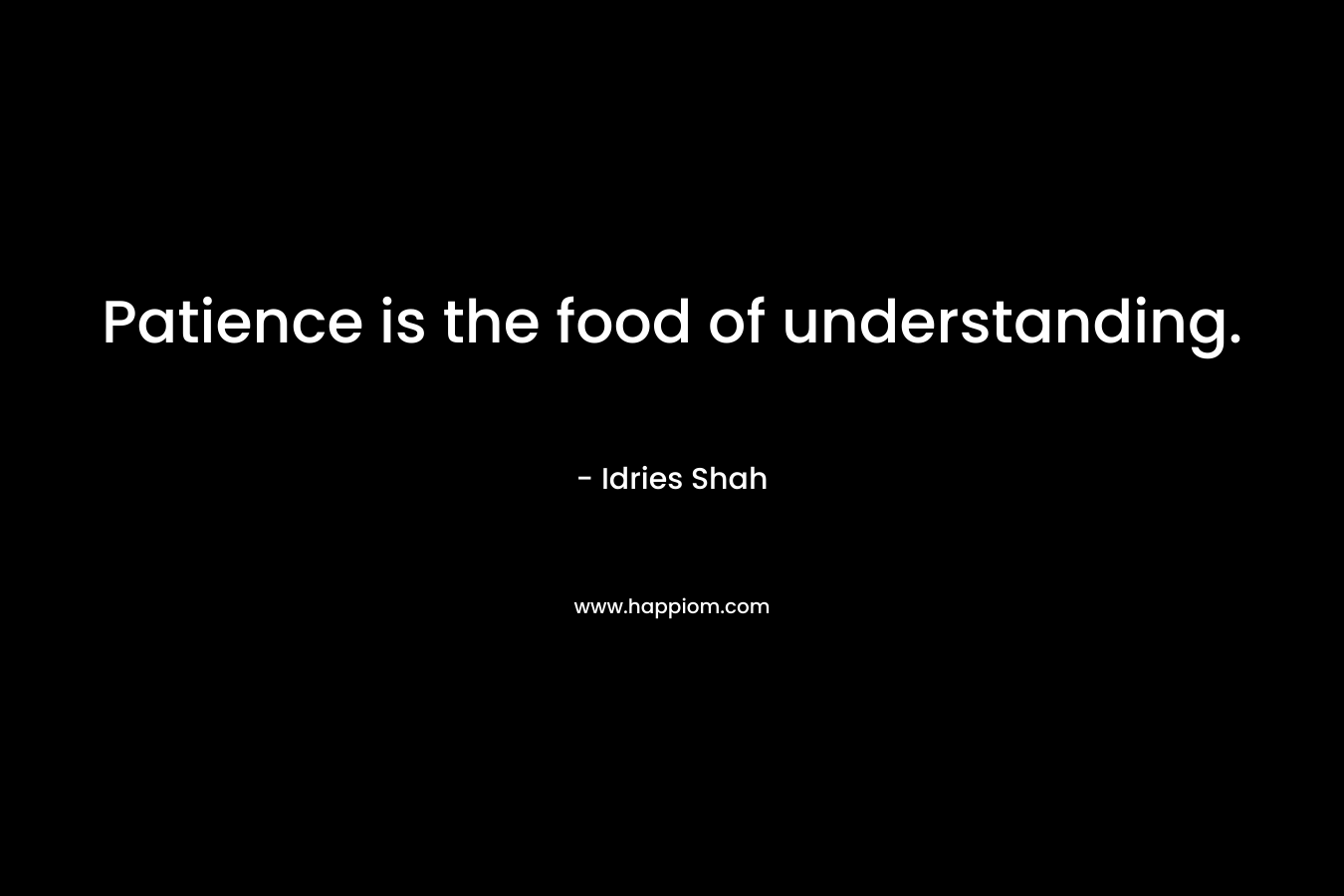 Patience is the food of understanding.