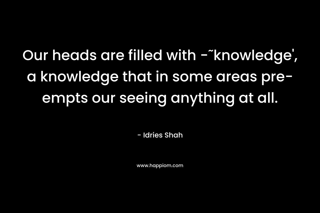 Our heads are filled with -˜knowledge', a knowledge that in some areas pre-empts our seeing anything at all.