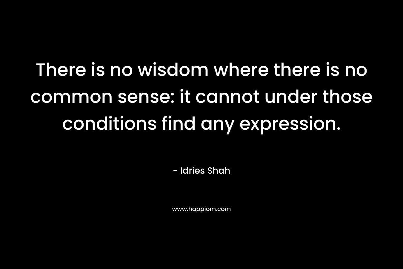There is no wisdom where there is no common sense: it cannot under those conditions find any expression. – Idries Shah