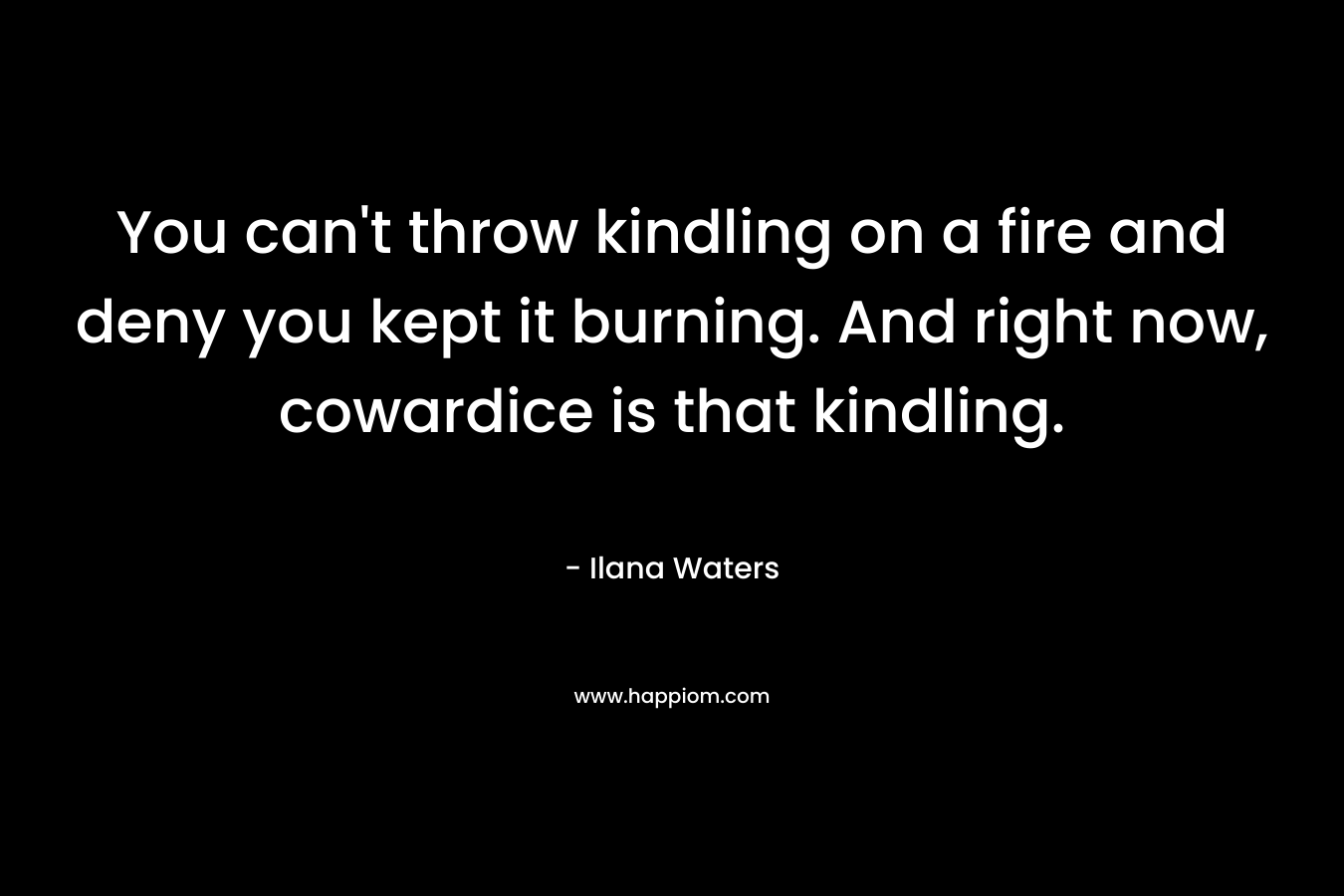 You can’t throw kindling on a fire and deny you kept it burning. And right now, cowardice is that kindling. – Ilana Waters
