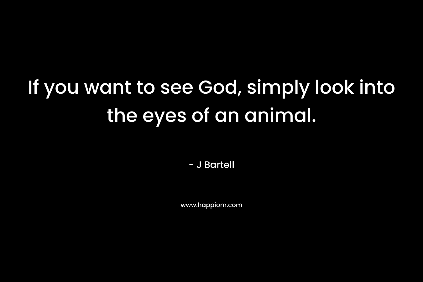 If you want to see God, simply look into the eyes of an animal. – J Bartell