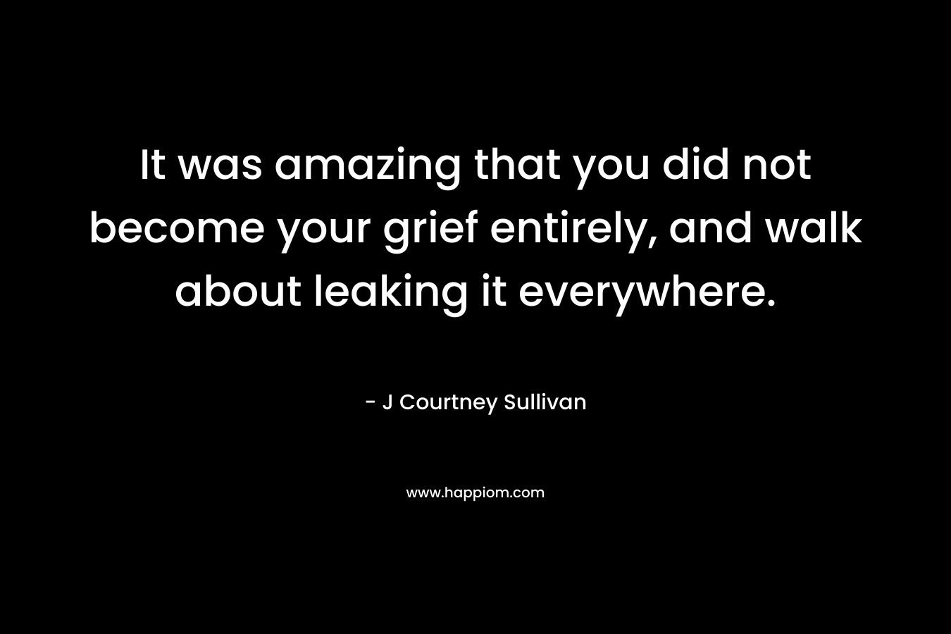 It was amazing that you did not become your grief entirely, and walk about leaking it everywhere. – J Courtney Sullivan