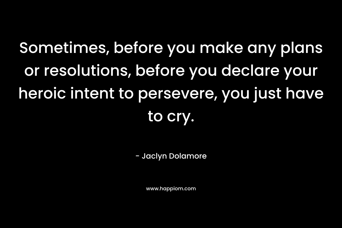 Sometimes, before you make any plans or resolutions, before you declare your heroic intent to persevere, you just have to cry.