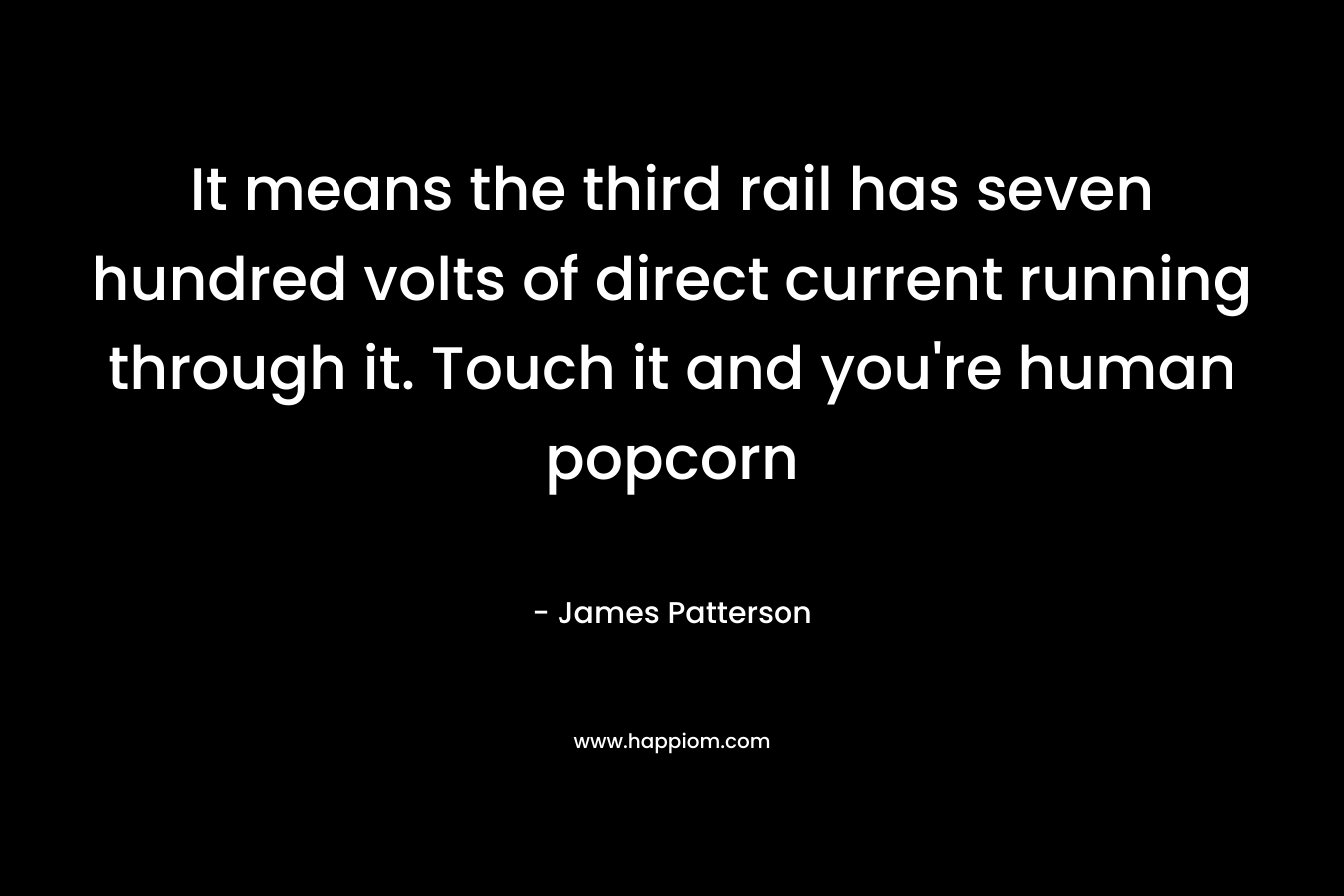 It means the third rail has seven hundred volts of direct current running through it. Touch it and you're human popcorn