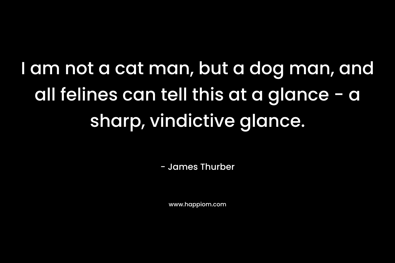 I am not a cat man, but a dog man, and all felines can tell this at a glance – a sharp, vindictive glance.  – James Thurber