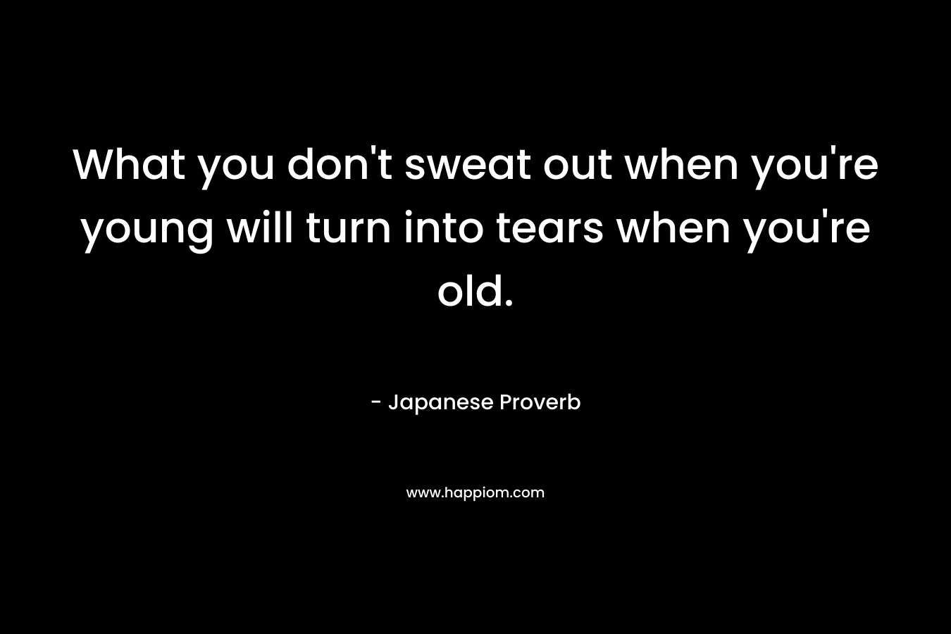What you don’t sweat out when you’re young will turn into tears when you’re old. – Japanese Proverb