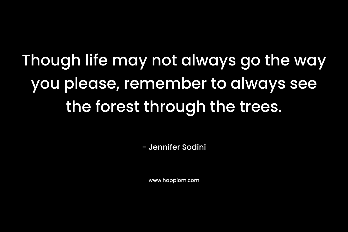 Though life may not always go the way you please, remember to always see the forest through the trees.