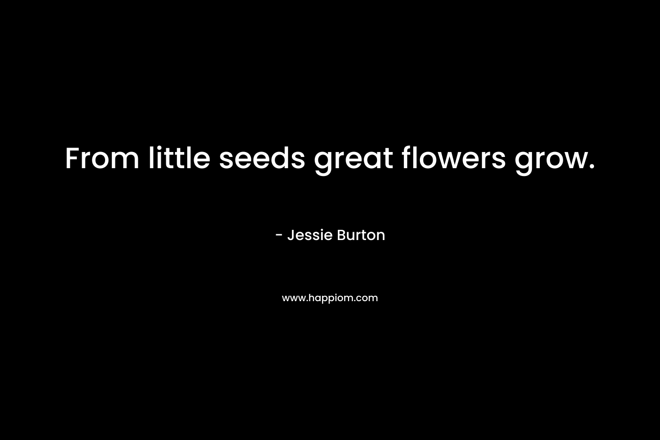 From little seeds great flowers grow. – Jessie Burton