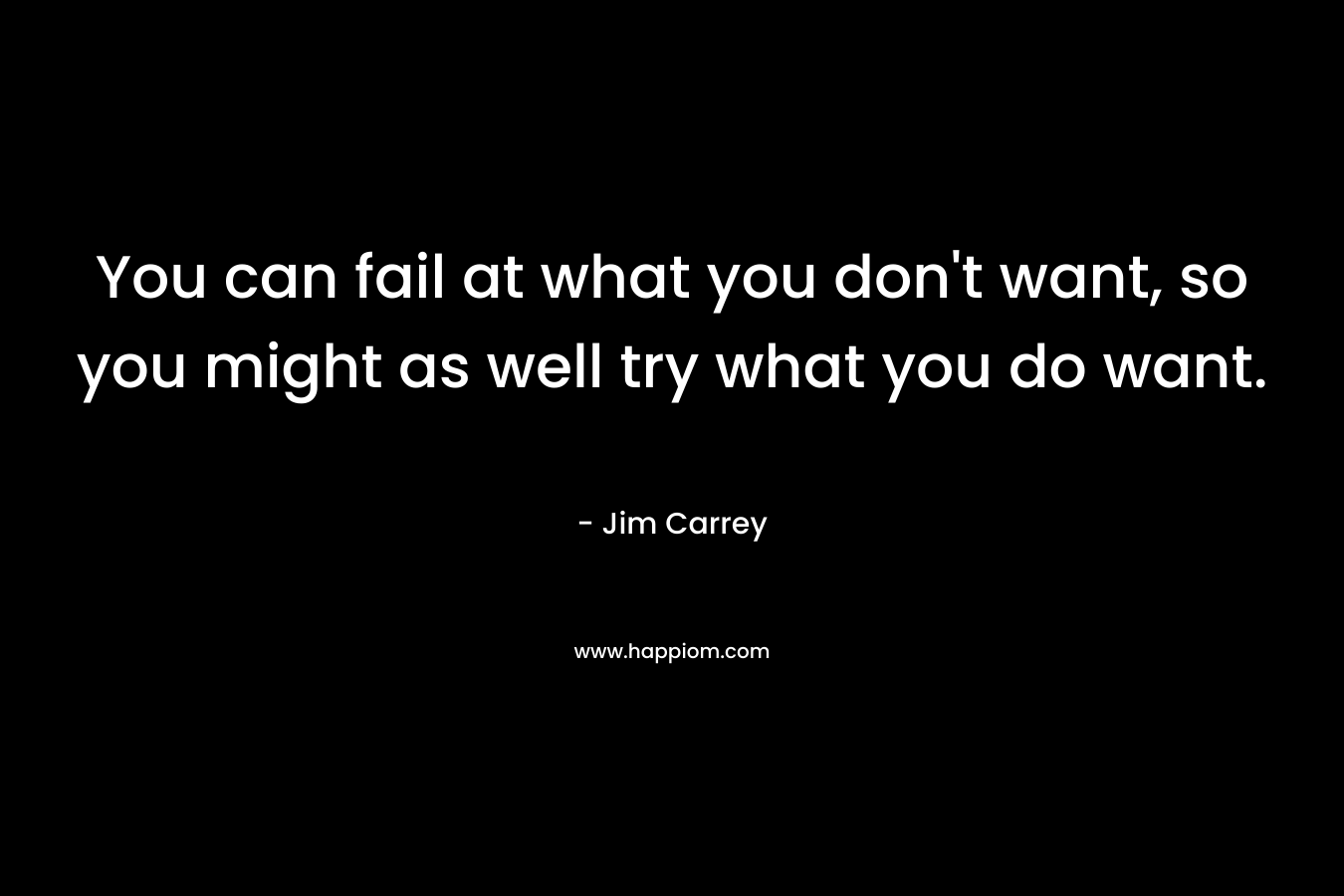 You can fail at what you don't want, so you might as well try what you do want.