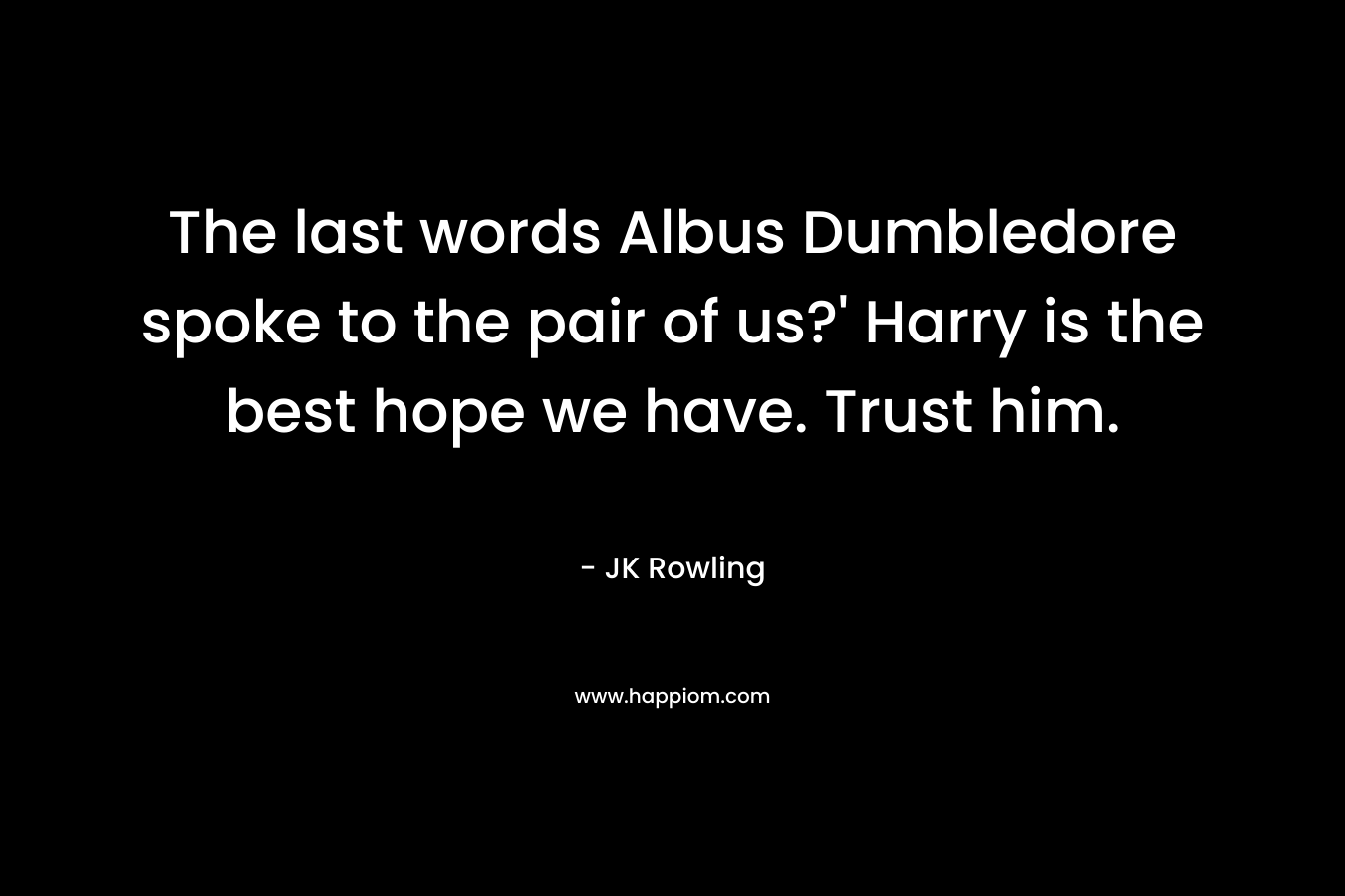 The last words Albus Dumbledore spoke to the pair of us?' Harry is the best hope we have. Trust him.