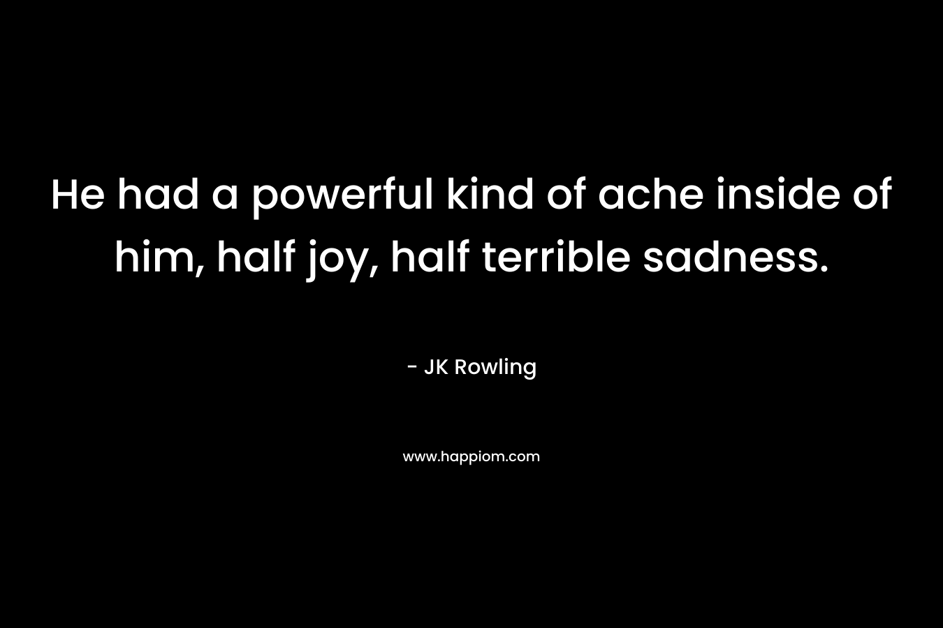 He had a powerful kind of ache inside of him, half joy, half terrible sadness.