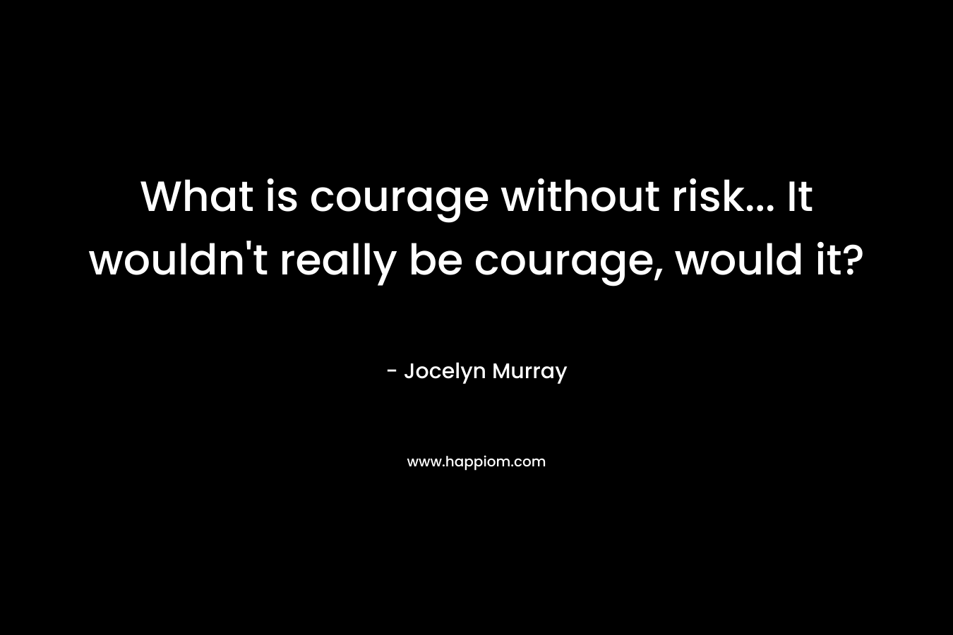 What is courage without risk... It wouldn't really be courage, would it?